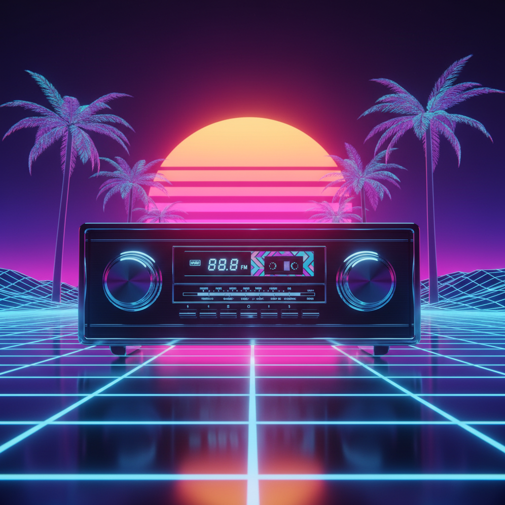 VICE FM retro car radio synthwave sunset